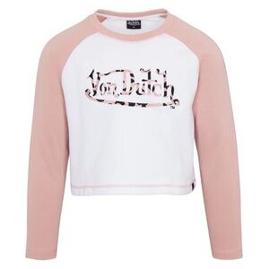 New VON DUTCH Pink Leopard Urban Outfitters top sweatshirt  Large L embroidered